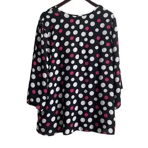 Cato Women Wrap Top Surplice V Neck 3/4 Sleeve Buttons Size 18 Colorful Polkadot